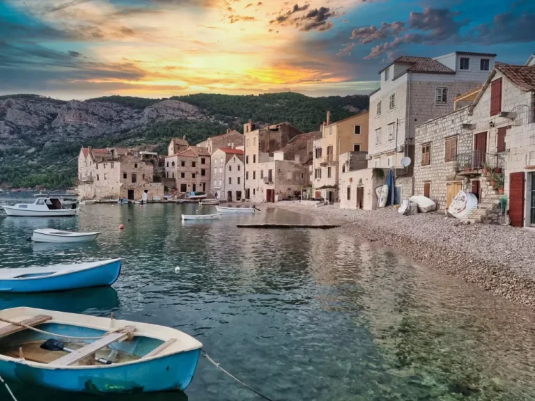 old picturesque fishing village komiza on island vis near split dalmatia croatia